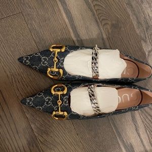 Gucci horsebit denim chain shoes